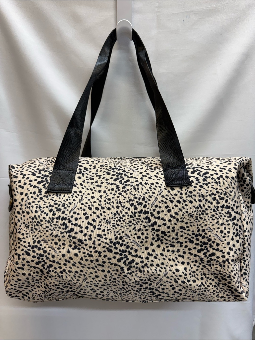 Animal Print Canvas Weekender Bag with Black Straps